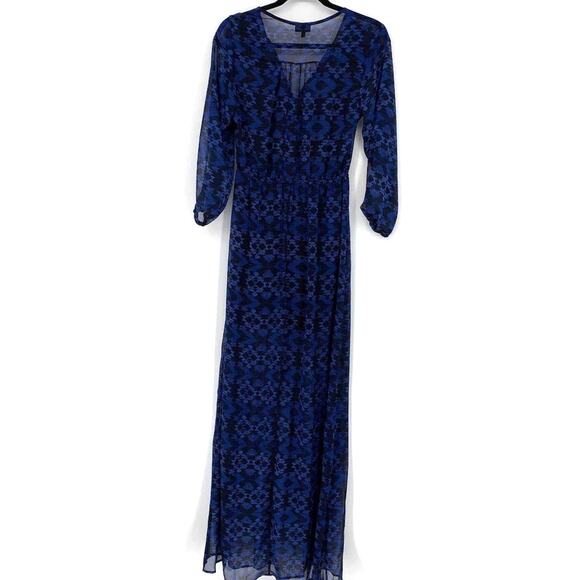 Blue and Black Southwestern Pattern Maxi Dress Women's Medium - Picture 1 of 6